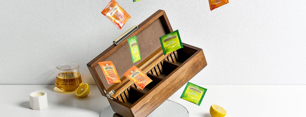 Acacia Wood Tea Box Organizer 8 Removable Slots