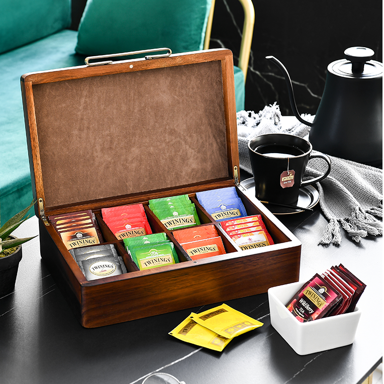 Acacia Wood Tea Box Organizer 8 Removable Slots – World of shanik