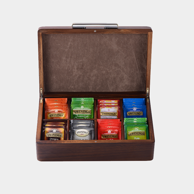 Acacia Wood Tea Box Organizer 8 Removable Slots