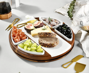 Marble and Wood Lazy Susan Turntable Cheeseboard