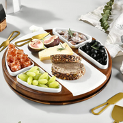 Marble and Wood Lazy Susan Turntable Cheeseboard