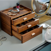 Wooden Jewelry 3 Drawer Box With Multiple Compartments Organizer