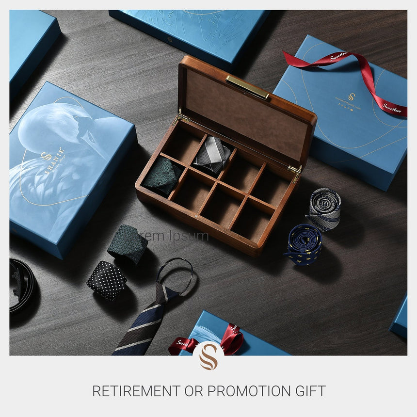 Tie Box - Wooden Box with Lid, Engagement Gift for Him – World of