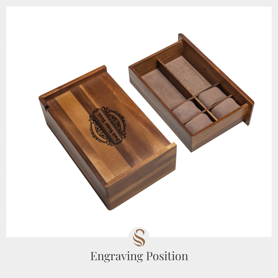 Wood Watch & Accessory Box With Drawer Organizer