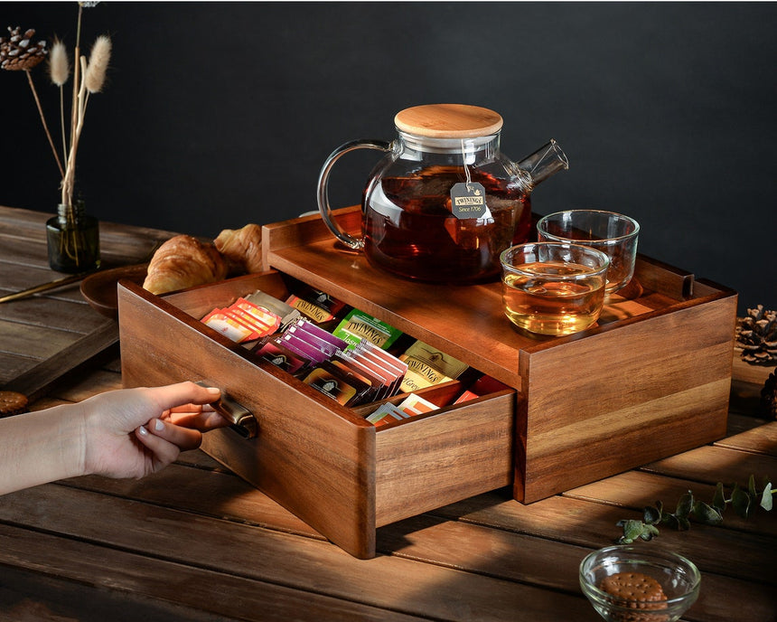 Personalized Tea Box with Drawer Organizer