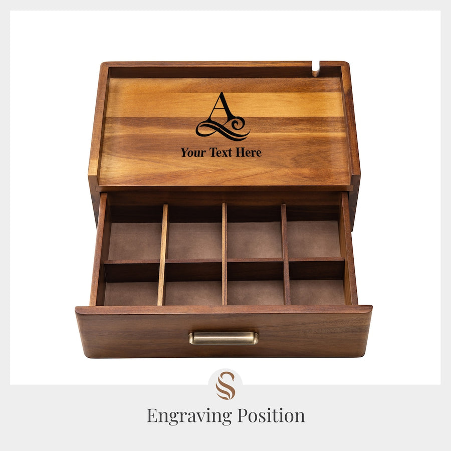 Personalized Tea Box with Drawer Organizer