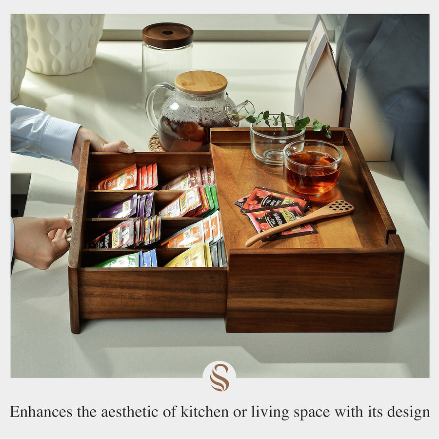 Personalized Tea Box with Drawer Organizer