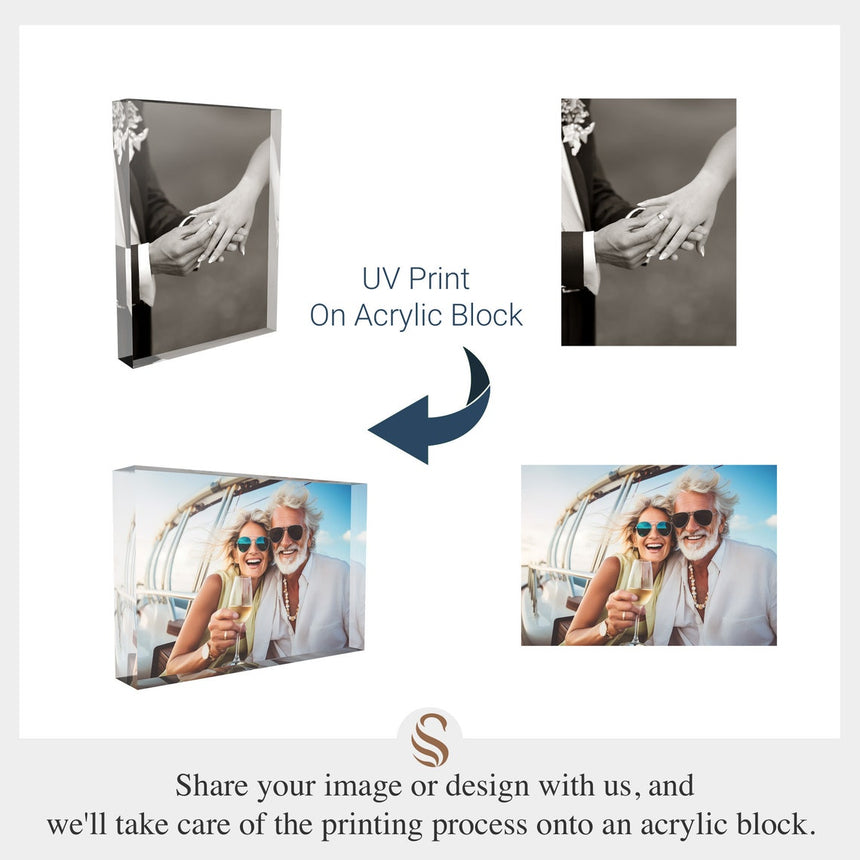 Custom Wine Tumbler Set and Acrylic Photo Block in Engagement Gift Box