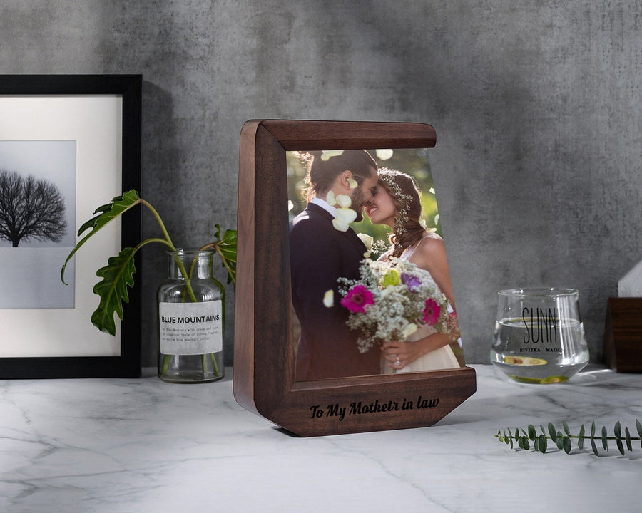 Personalized Picture Frame for Parents - Custom Engraved Acrylic Photo Print With Stand