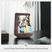 Personalized Picture Frame for Parents - Custom Engraved Acrylic Photo Print With Stand