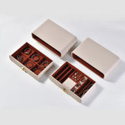 White Leather Jewelry Case with Stackable Drawers