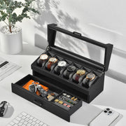 Personalized Leather Watch Case with Drawer