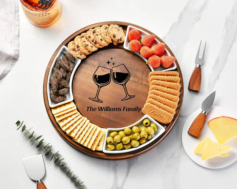 SHANIK Round Charcuterie Tray Lazy Susan Turntable