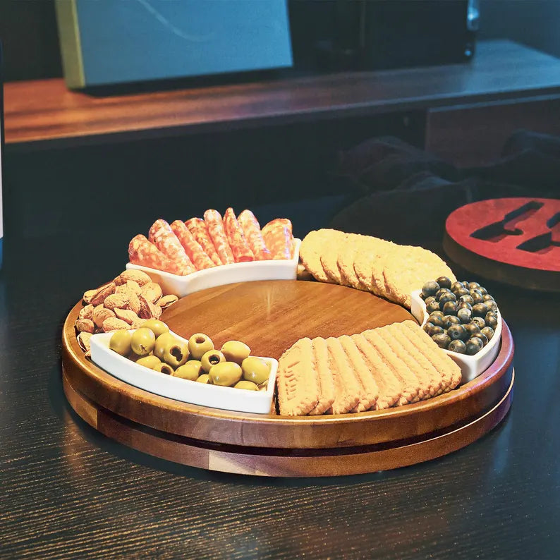 SHANIK Round Charcuterie Tray Lazy Susan Turntable