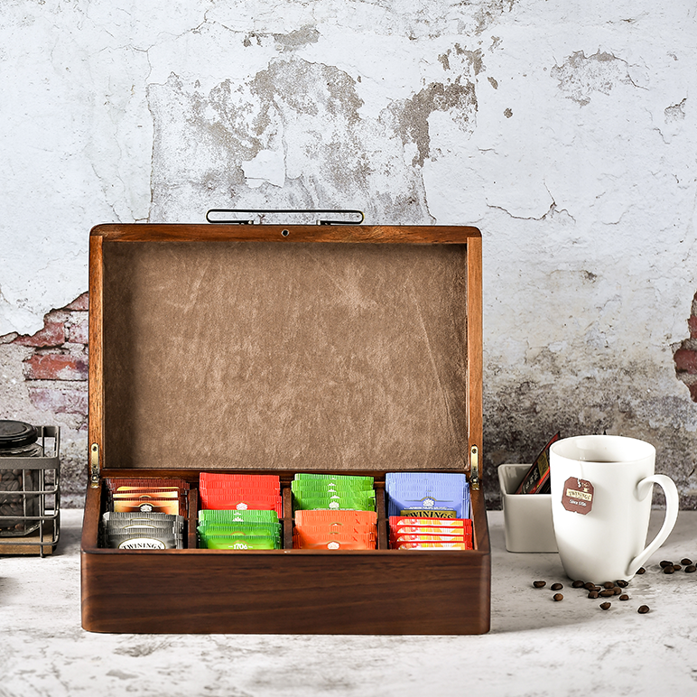 Acacia Wood Tea Box Organizer 8 Removable Slots – World of shanik