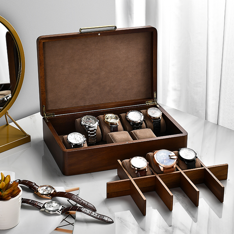 Decor Luxury Wooden 9 Watch Box Collection Jewelry Box Tie Storage Box Valet Organizer (Handsome)