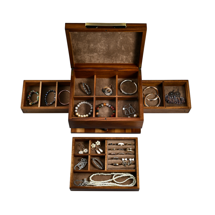 Premium Walnut Finish Jewelry Box