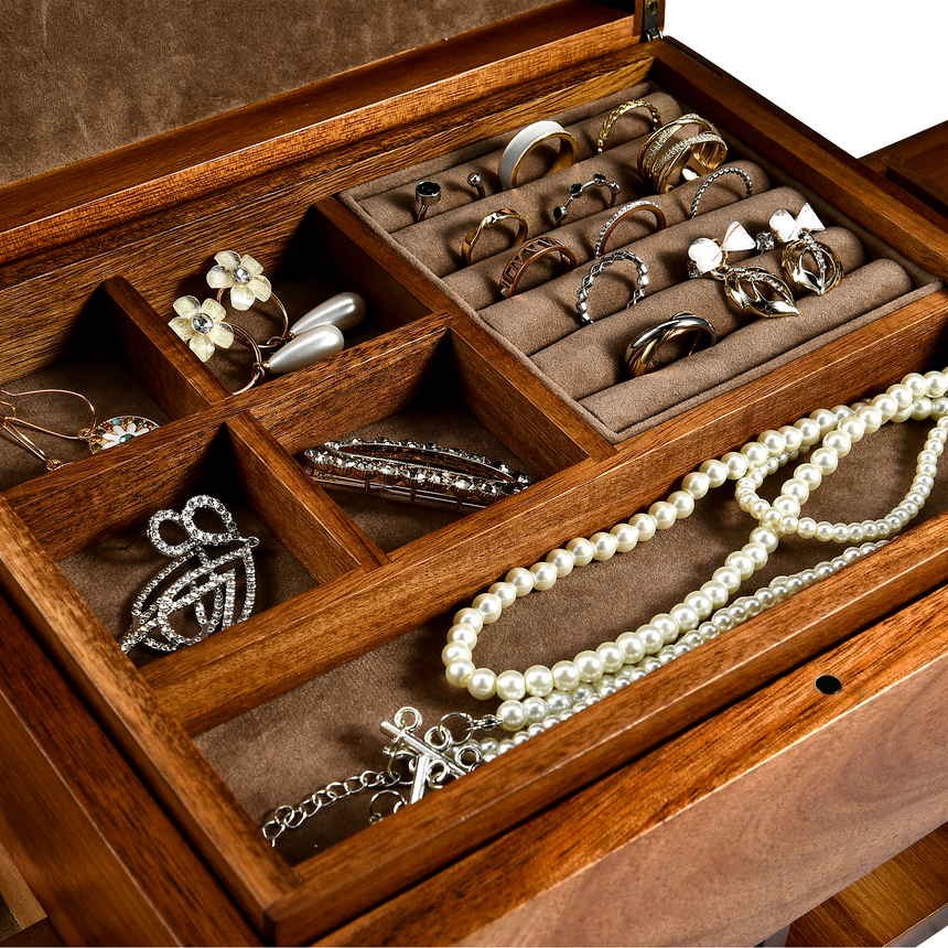 Premium Walnut Finish Jewelry Box – World of shanik