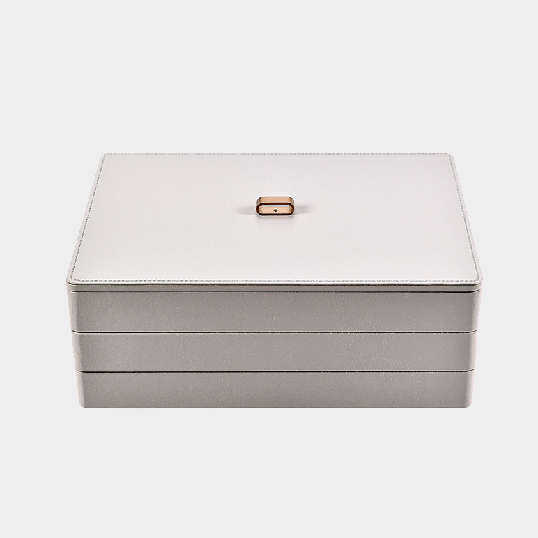 Stacking Jewelry Box, Velvet Jewelry Tray 3 Pc. Grey Set