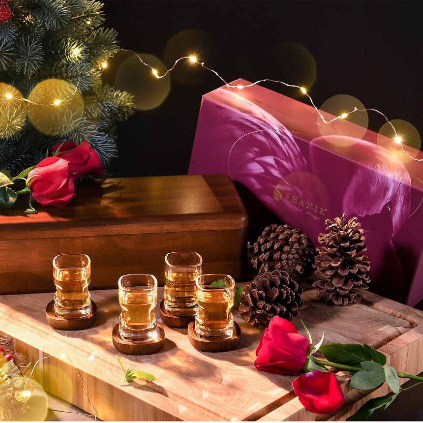Customized Tequila Shot Glass Set with Engraved Acacia Storage Box